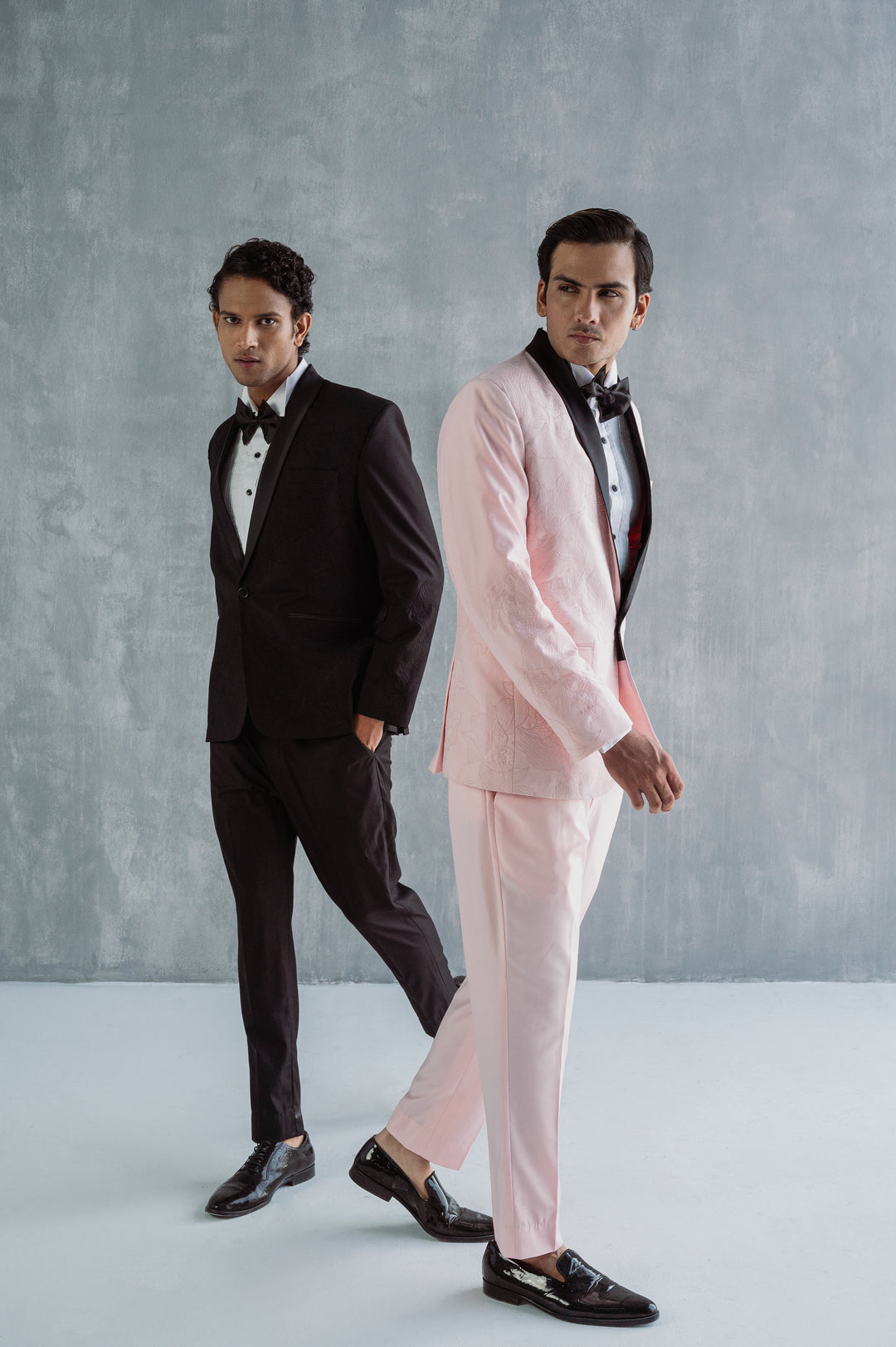 Dempsey - Light Pink Abstract Embroidered Tuxedo Set