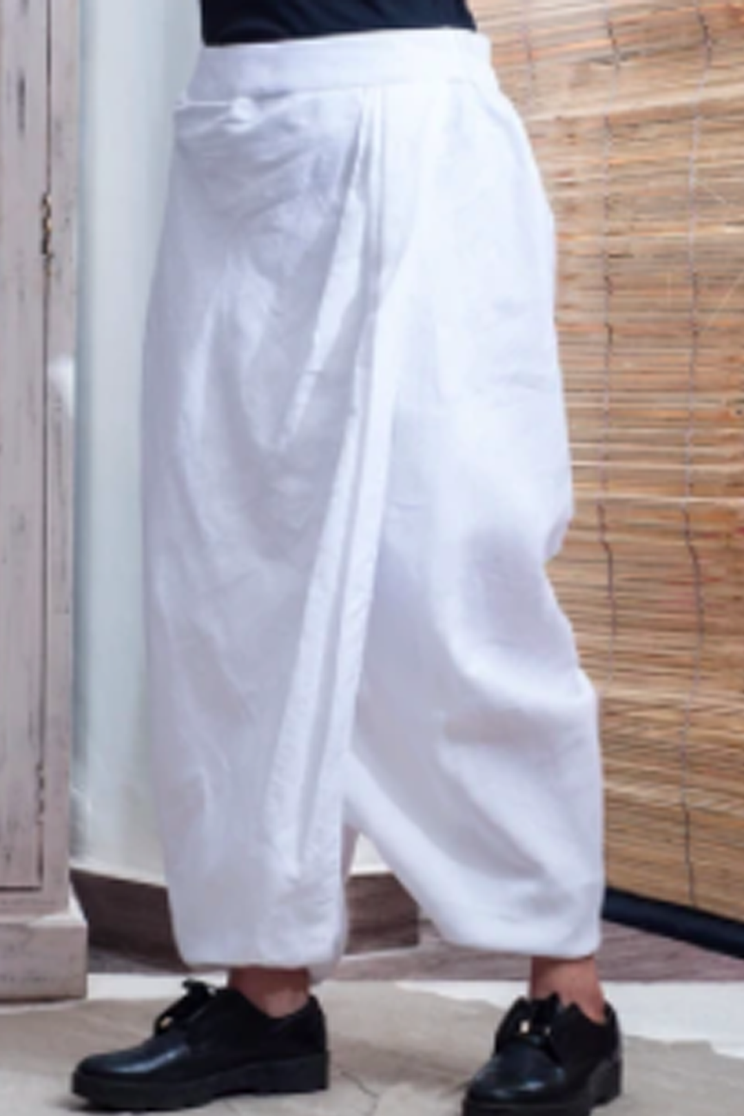White Overlap Dhoti Pants